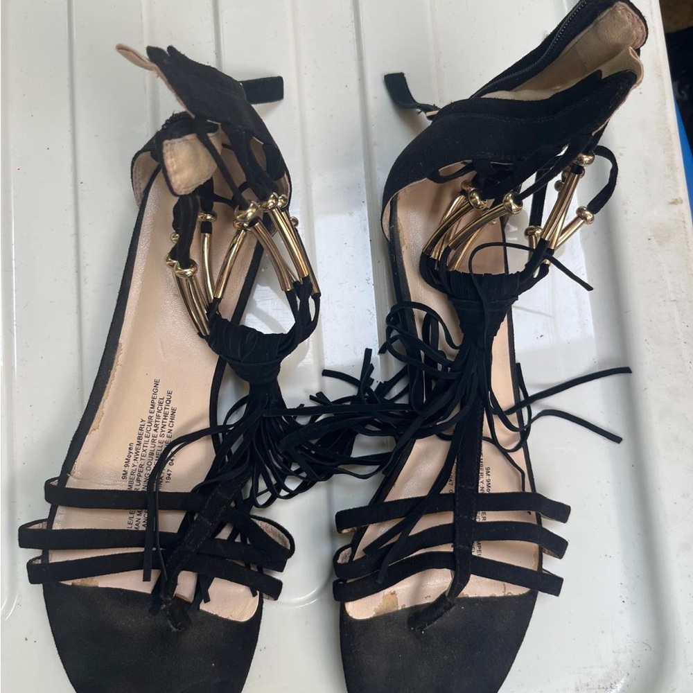 Nine West Black Sandals with Gold Details